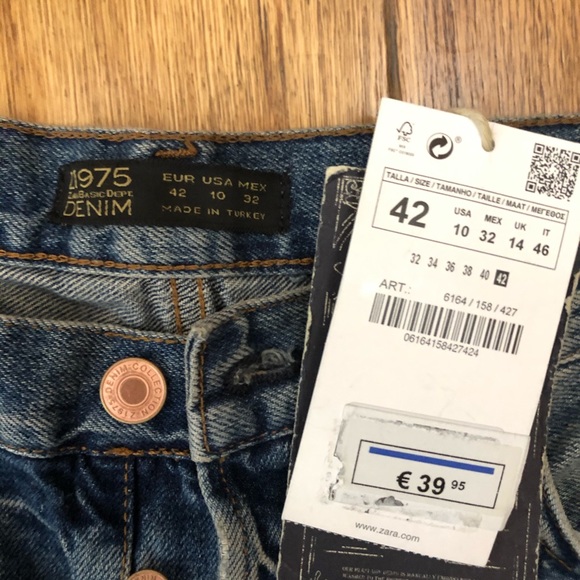 NWT -ZARA -Z1975 Denim Jeans USA size 10 - Picture 4 of 8